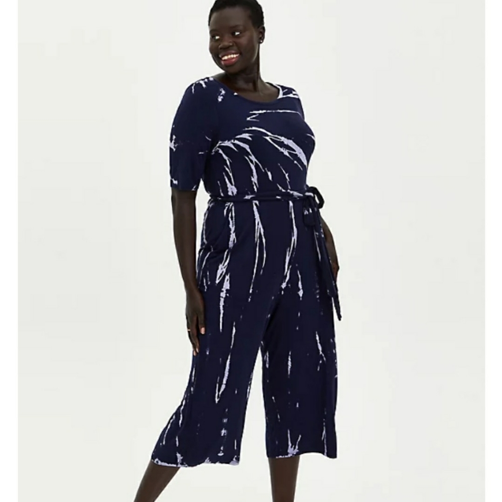NWT Torrid Navy Tie Dye Super Soft Knits Culotte Jumpsuit Size 16 & 18